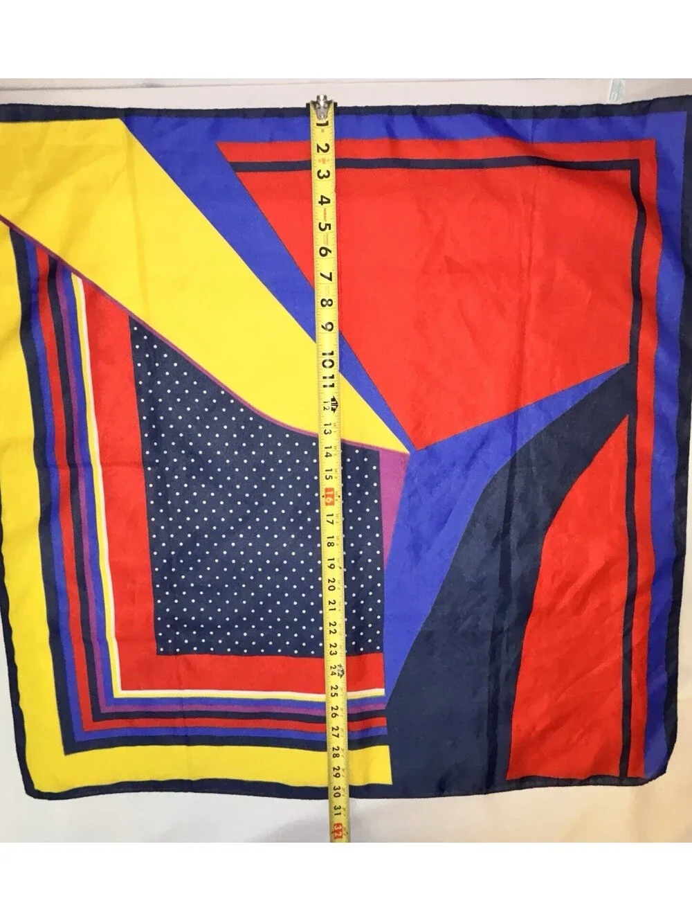 Vtg Baar Beards Scarf Italy Polyester 31” Square Geometric Polka Dot Colorblock
